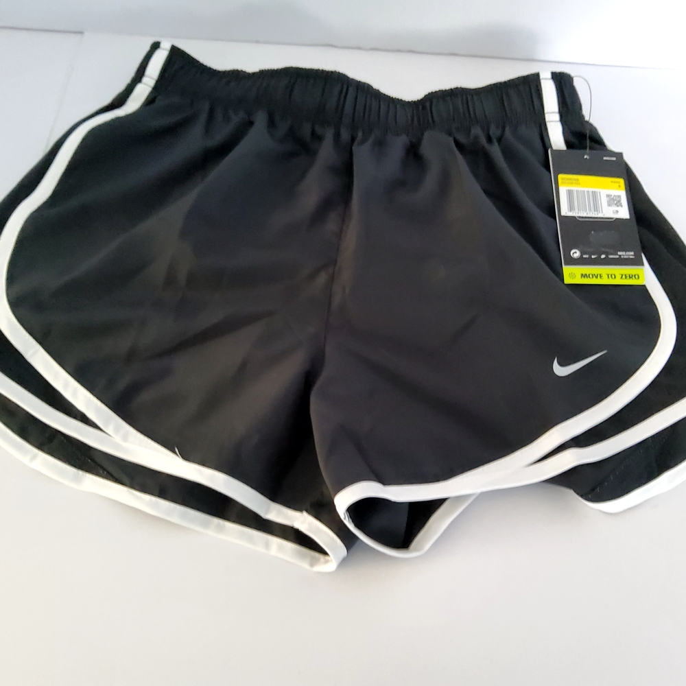 (NEW) Nike Womens Dri-Fit Running Shorts Black & White Mesh Sides Liner Size S - Picture 1 of 7